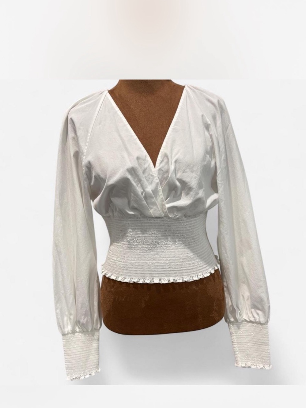 Diane von Furstenberg White Plunging Smock Top Open Back - Size M